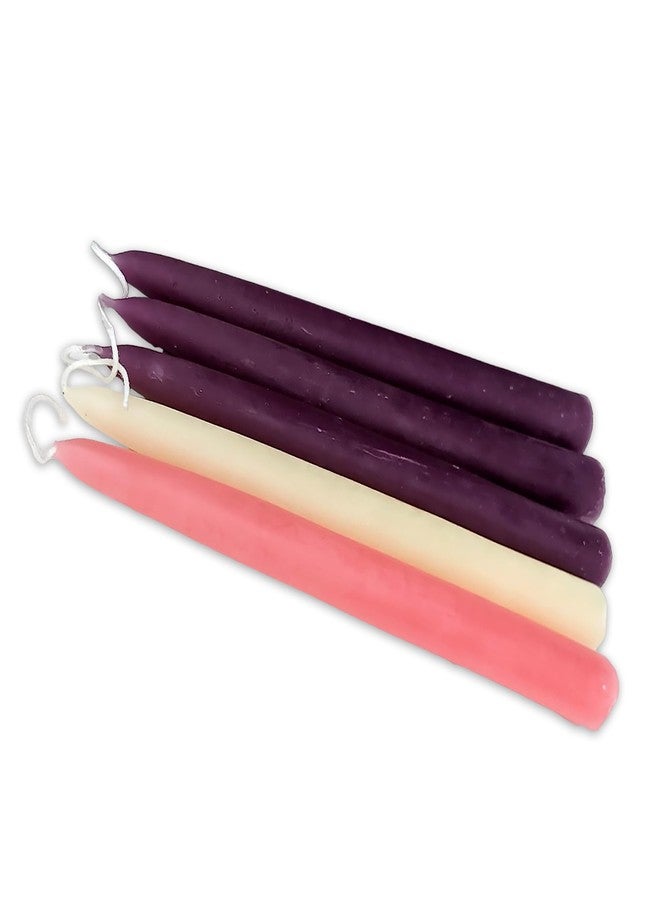 Bee The Light 100% Pure Beeswax Taper Candles - All-Natural Handmade Decorative & Dipped Smokeless Unscented Candles for Christmas, Advent, and Hanukkah, Advent Set, 8.5 Inches, 5 Candle Set, by BeeTheLight - Image 1